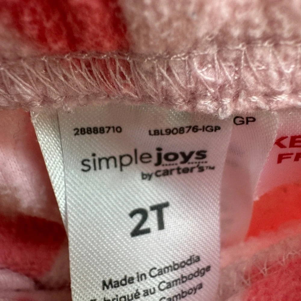 Carter’s 2T Girls Pink Heart Fleece Pajama Pants